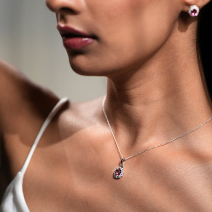 Petite Natural Pink Topaz Pendant and Earring Set