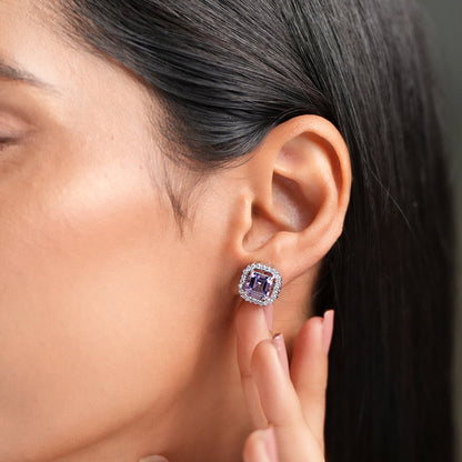 Amethyst Asscher Cut Studs