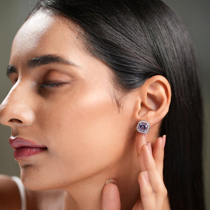 Amethyst Asscher Cut Studs