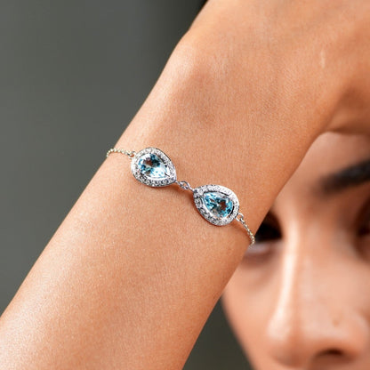 Eternal Tie Pear of joy Sky Blue Topaz Bracelet