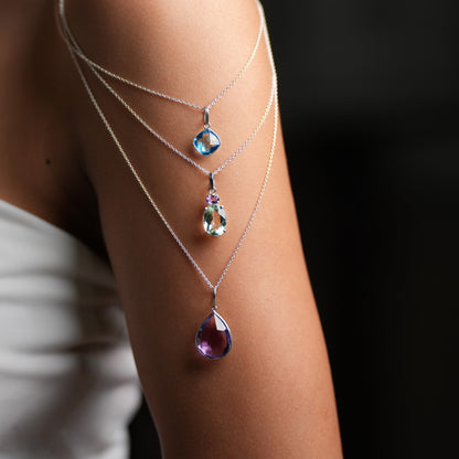 Circa Charm Swiss Blue Topaz Pendant With Chain