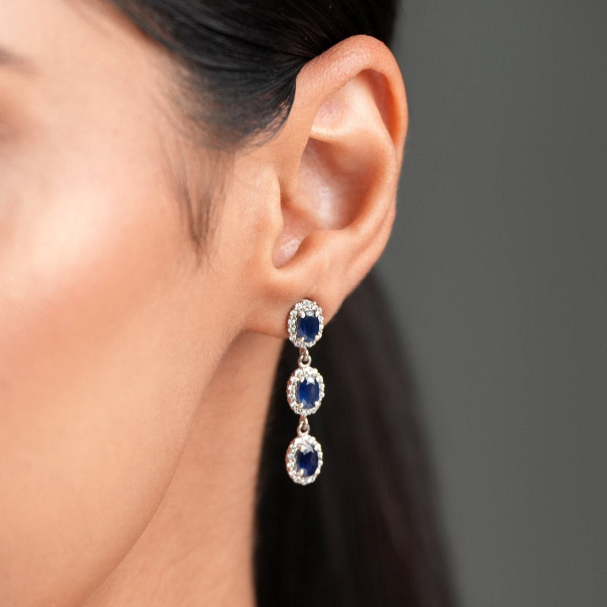 Trinity Glow Natural Sapphire Earrings