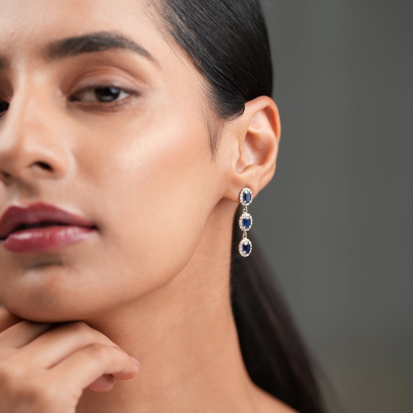 Trinity Glow Natural Sapphire Earrings