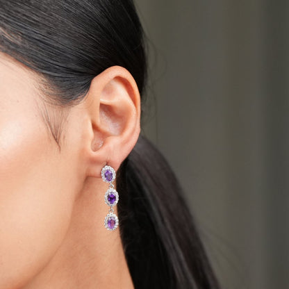 Trinity Glow Natural Amethyst Earrings