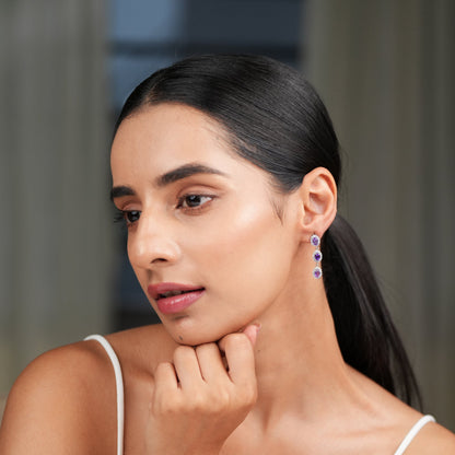 Trinity Glow Natural Amethyst Earrings