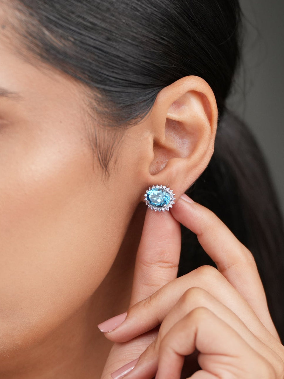 Sunlight Swiss Blue Topaz Solos Studs