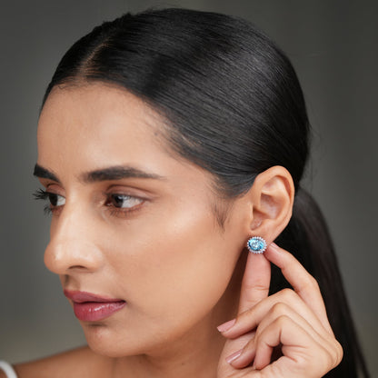 Sunlight Swiss Blue Topaz Solos Studs
