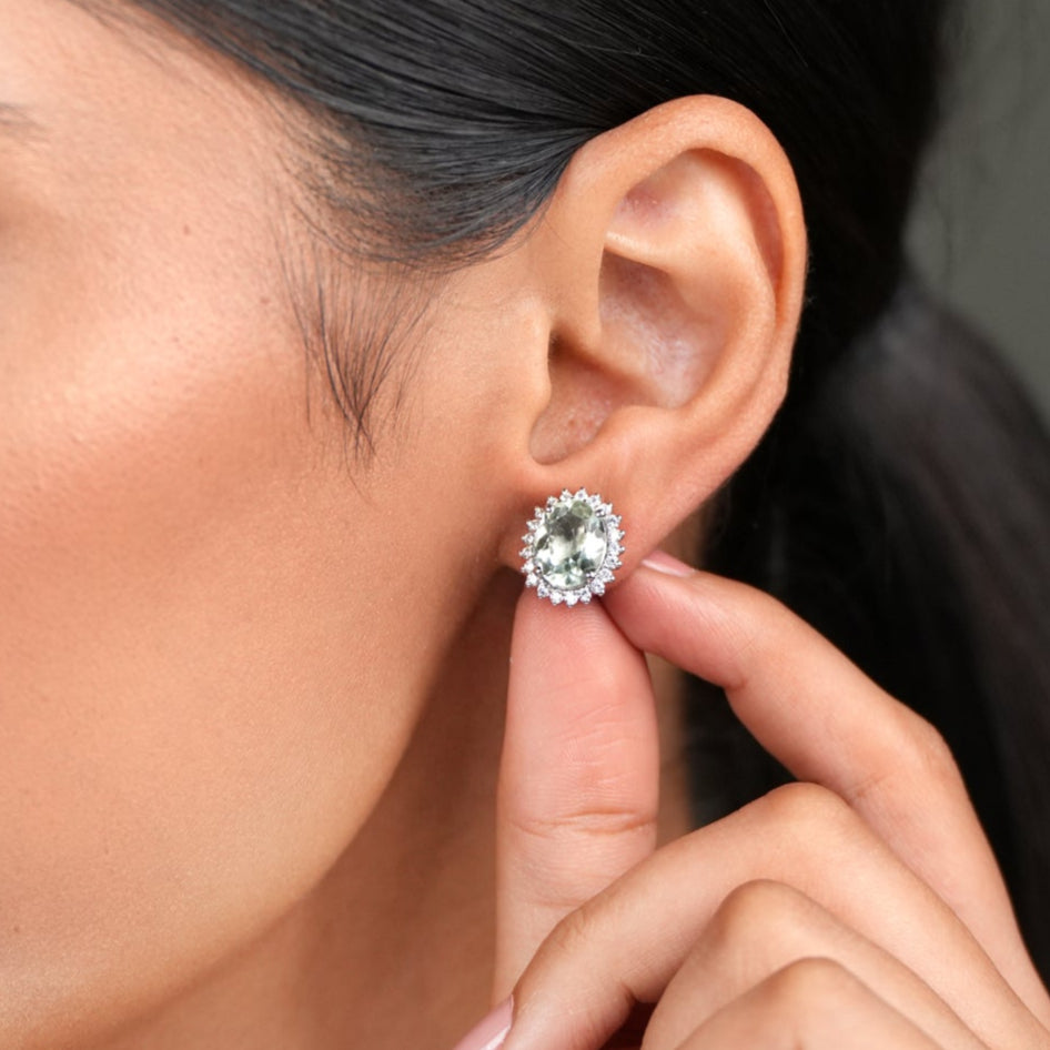 Sunlight Green Amethyst Solos Studs