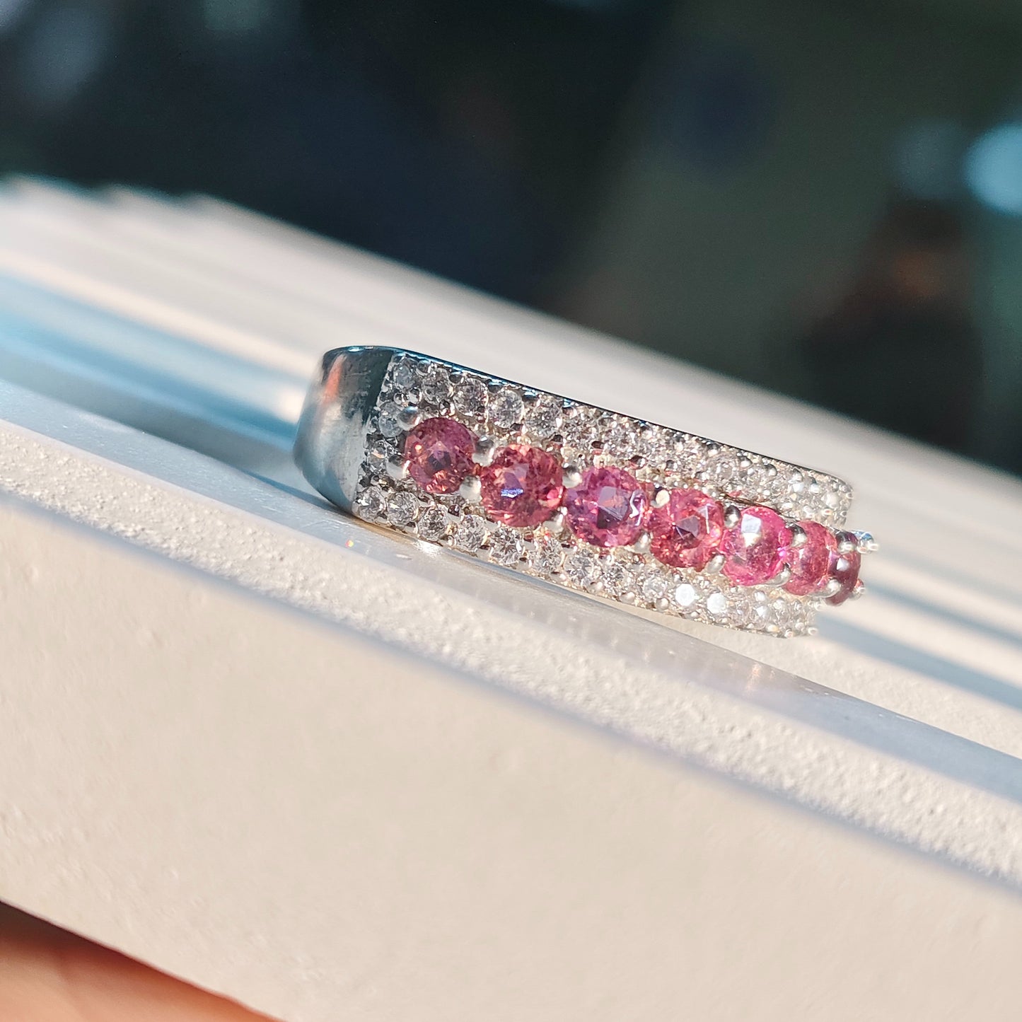 Classic Pink Tourmaline Band Ring