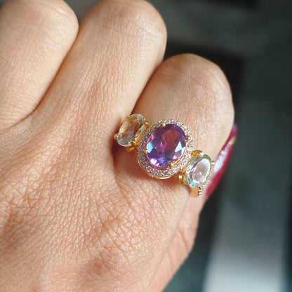 Duo Harmony Amethyst Ring