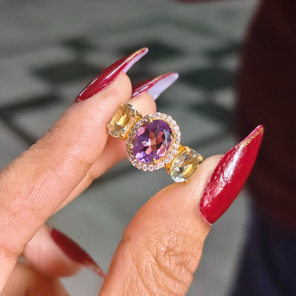 Duo Harmony Amethyst Ring