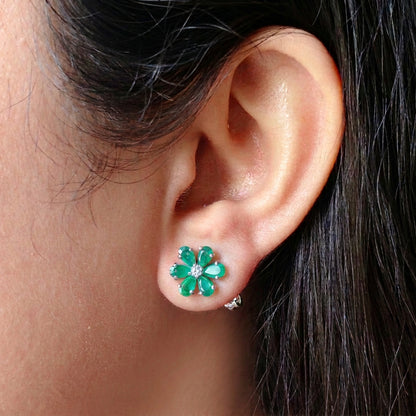 'Bloom' Emerald 925 Silver Studs