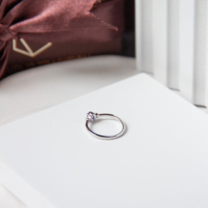 VertiOval Natural Tanzanite Silver Ring