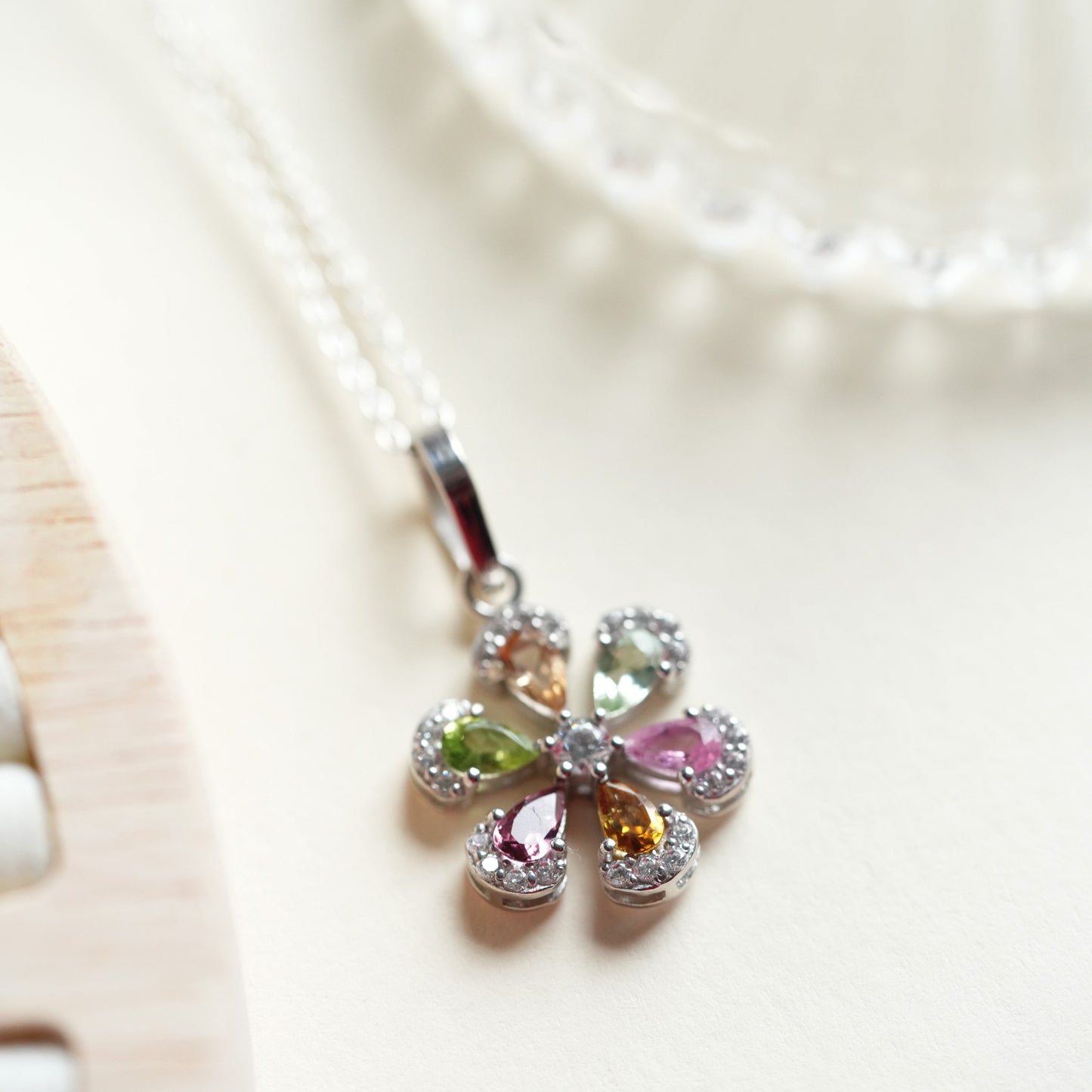 Sol Natural Multi Tourmaline Pendant With Chain