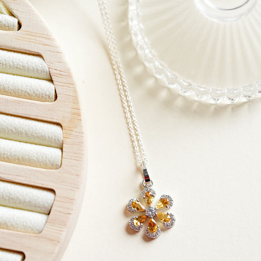 Sol Natural Citrine Pendant With Chain