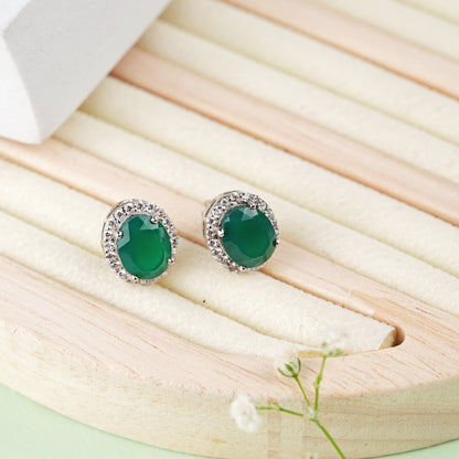 Oval Green Onyx 925 Sterling Silver Jewelry Set