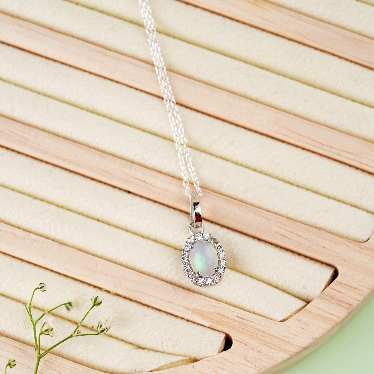 Petite Natural Opal Sterling Silver Set