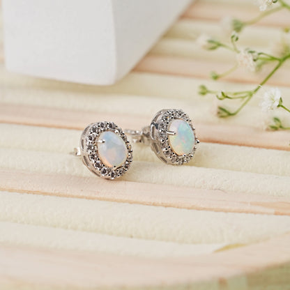 Petite Natural Opal Sterling Silver Set
