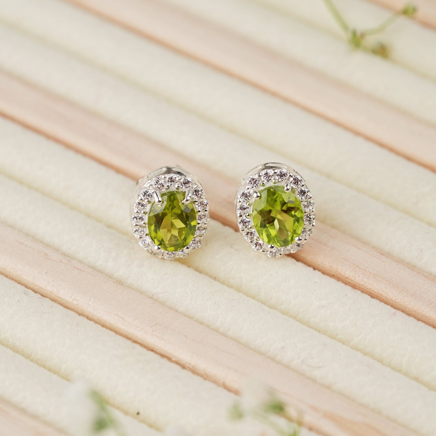 Petite Natural Peridot Pendant and Earring Set