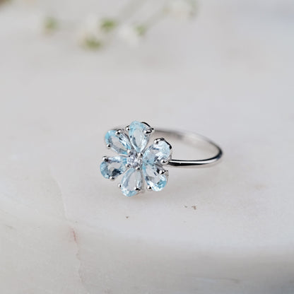 Bloom Sky Blue Topaz Ring