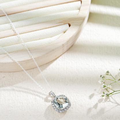 Halo Box Green Amethyst Pendant With Chain