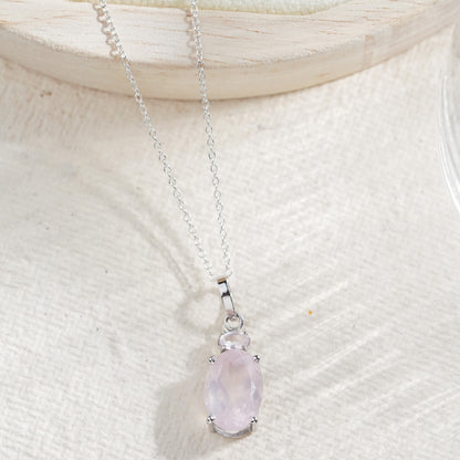 Dual Glow Natural Rose Quartz pendant With Chain