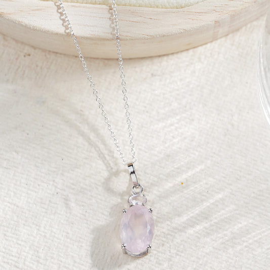 Dual Glow Natural Rose Quartz pendant With Chain