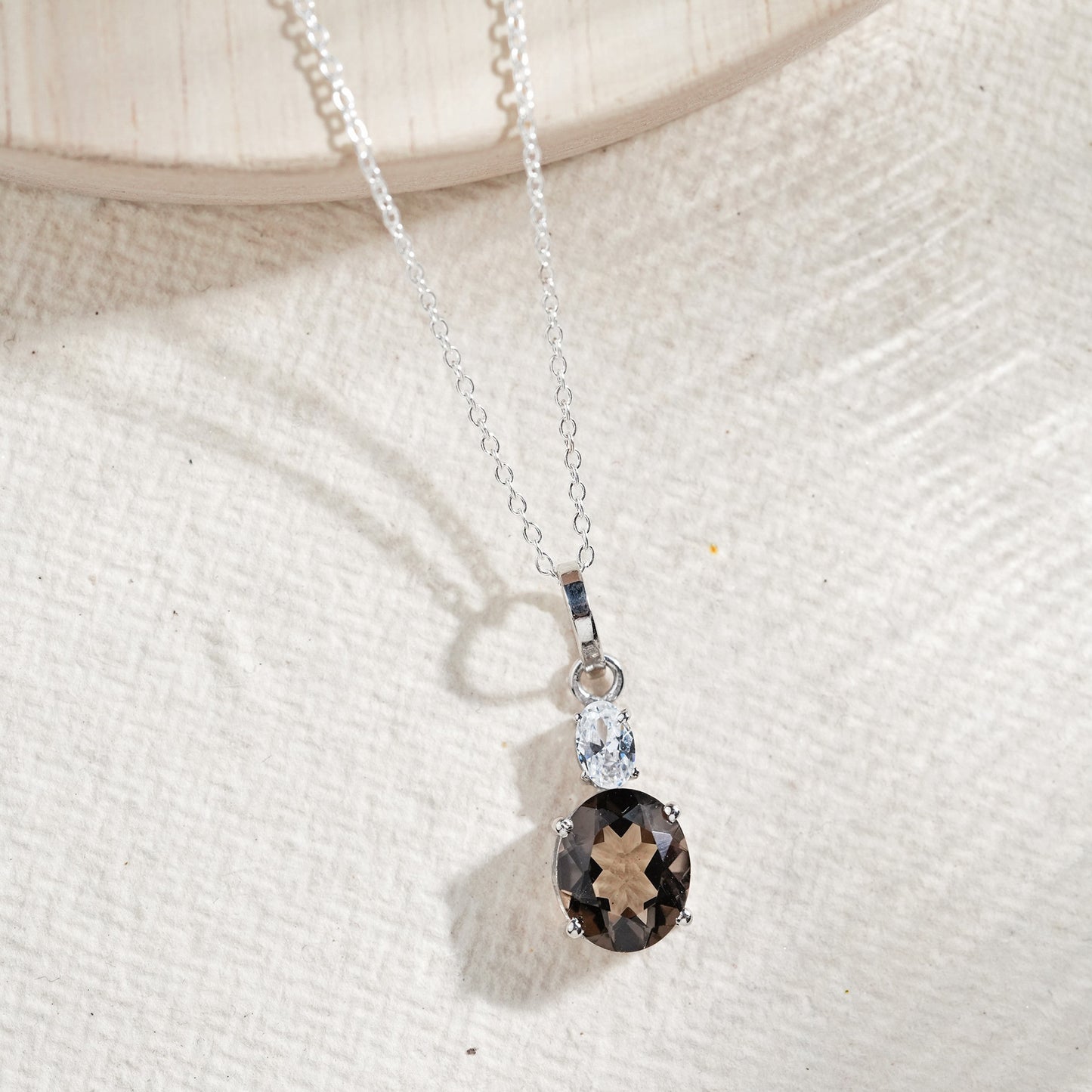 Dual Glow Natural Smoky Quartz Pendant With Chain