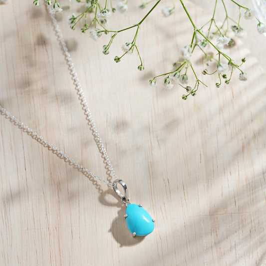 Natural Turquoise Pendant with Chain