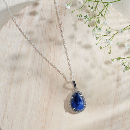 Natural Lapis Pendant With Chain