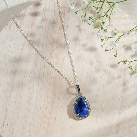 Natural Lapis Pendant With Chain