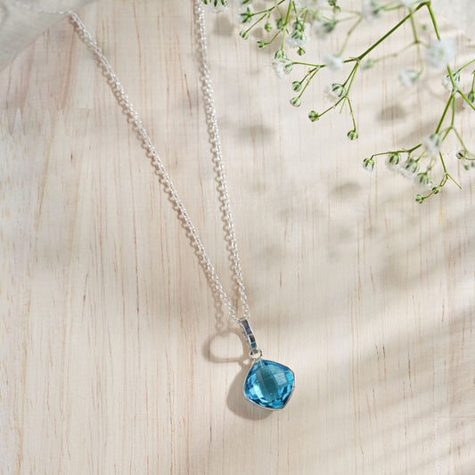 Circa Charm Swiss Blue Topaz Pendant With Chain