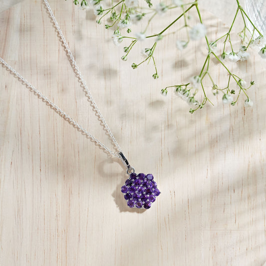 Hexa Bloom Amethyst Pendant With Chain