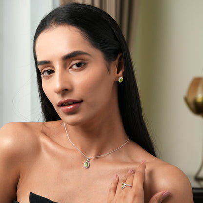 Petite Natural Peridot 925 Silver Set