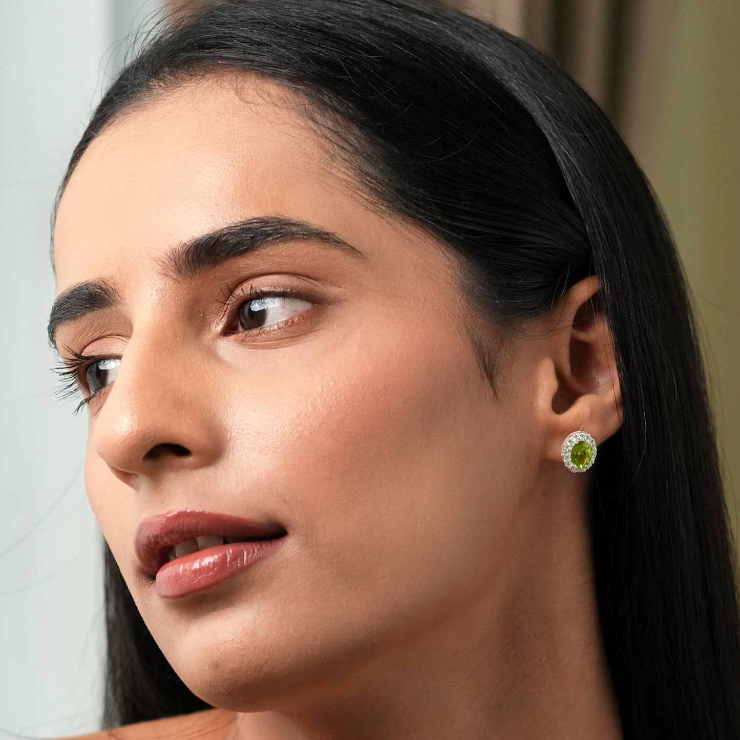 Petite Natural Peridot Pendant and Earring Set