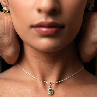Petite Natural Peridot Pendant and Earring Set