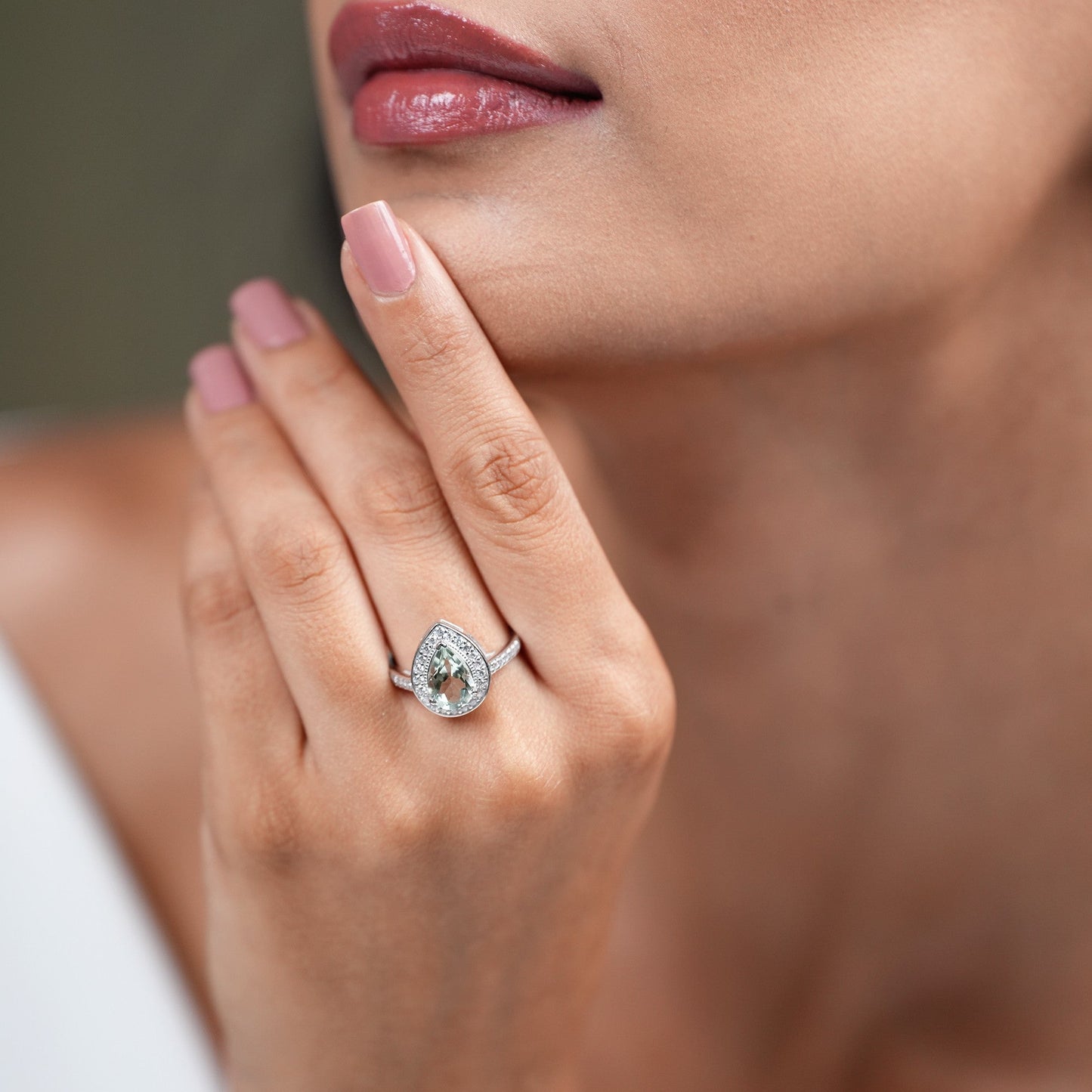 Pear of Joy Green Amethyst Bracelet Set with ring