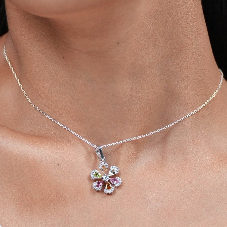 Sol Natural Multi Tourmaline Pendant With Chain