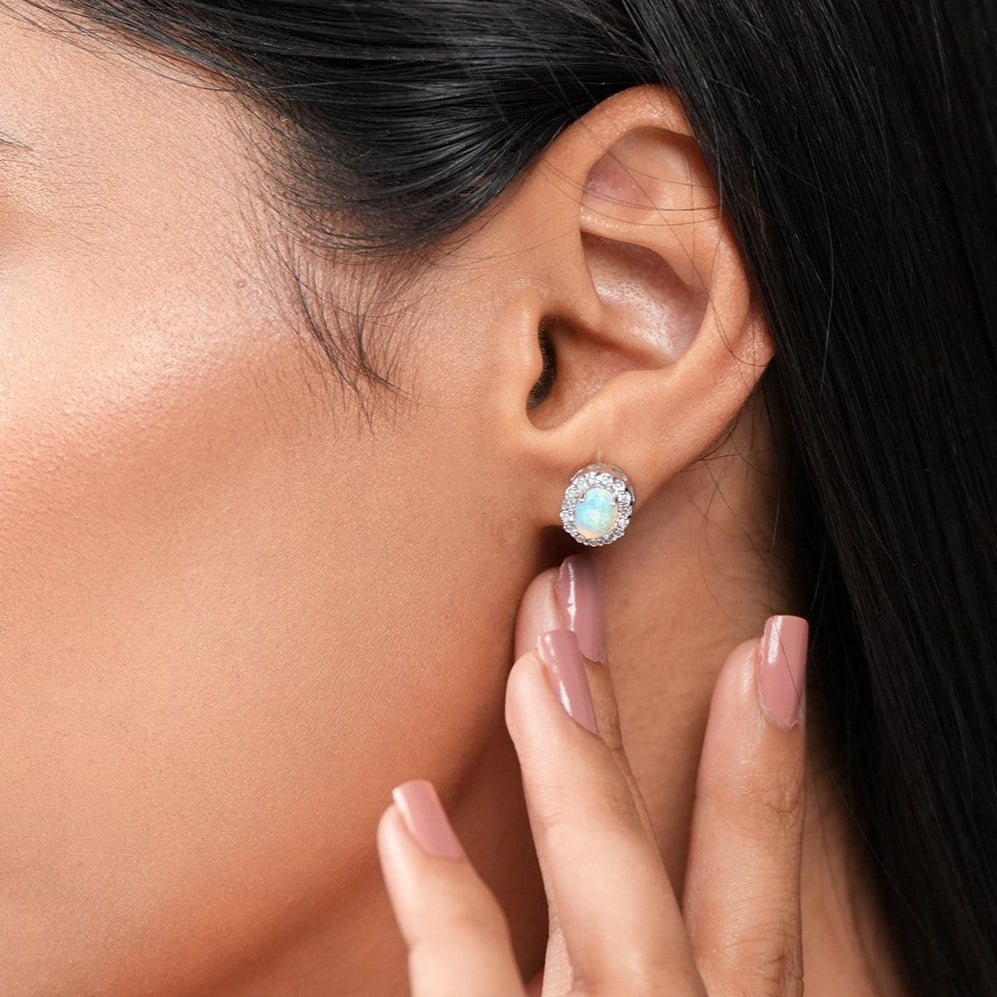 Petite Natural Opal Sterling Silver Set