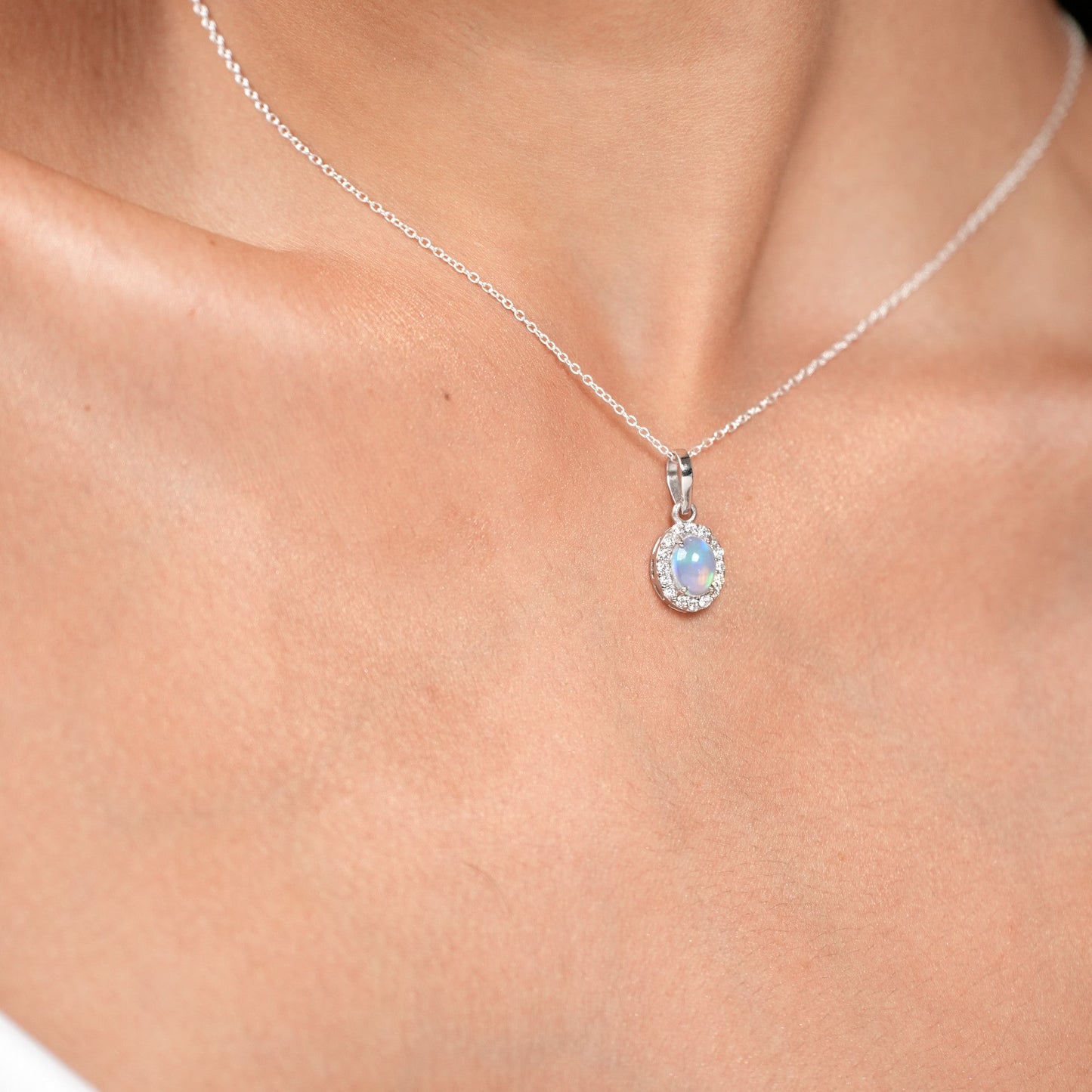 Petite Natural Opal Sterling Silver Set