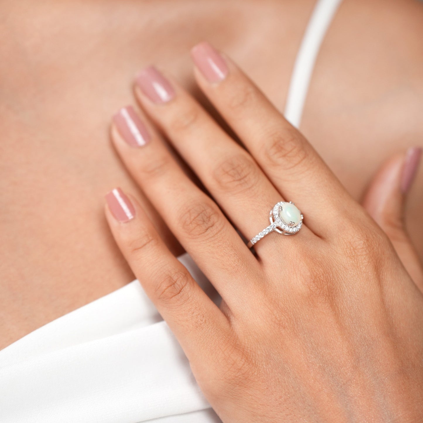 Petite Natural Opal Sterling Silver Set