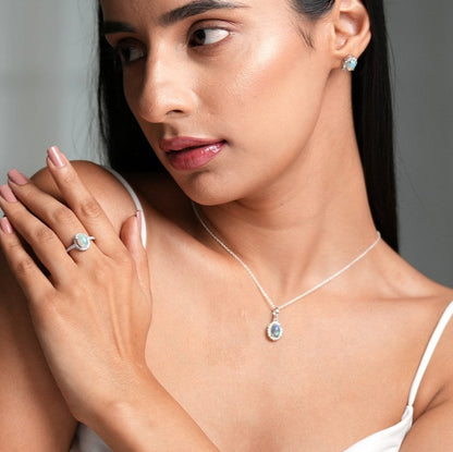 Petite Natural Opal Sterling Silver Set
