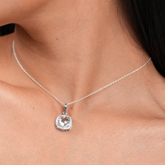 Blissful Natural Green Amethyst Pendant With Chain