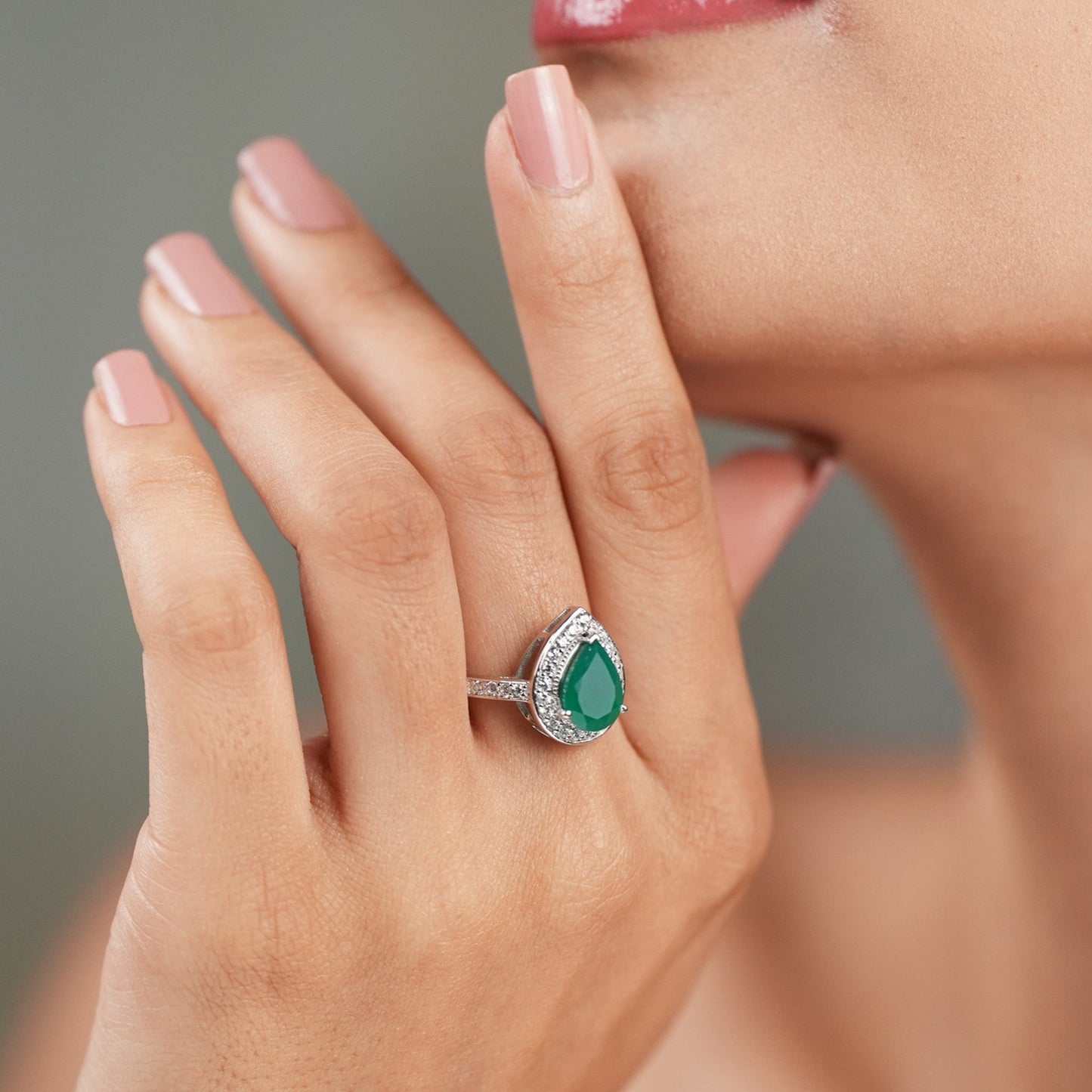 Pear of Joy Green Onyx Ring