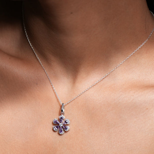 Sol Natural Amethyst Pendant With Chain