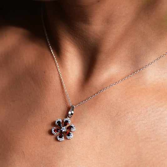 Sol Natural Garnet Pendant With Chain