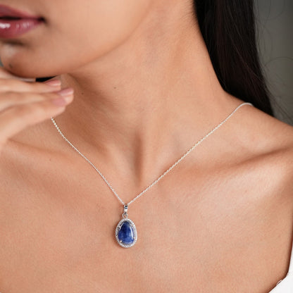 Natural Lapis Pendant With Chain