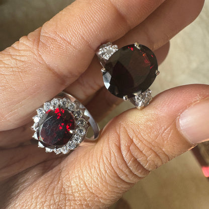 Ember Rose Natural Garnet Silver Ring