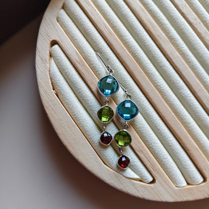 Gem Drop Silver Earrings