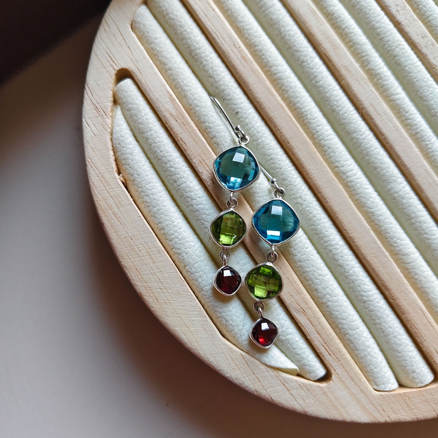 Gem Drop Silver Earrings